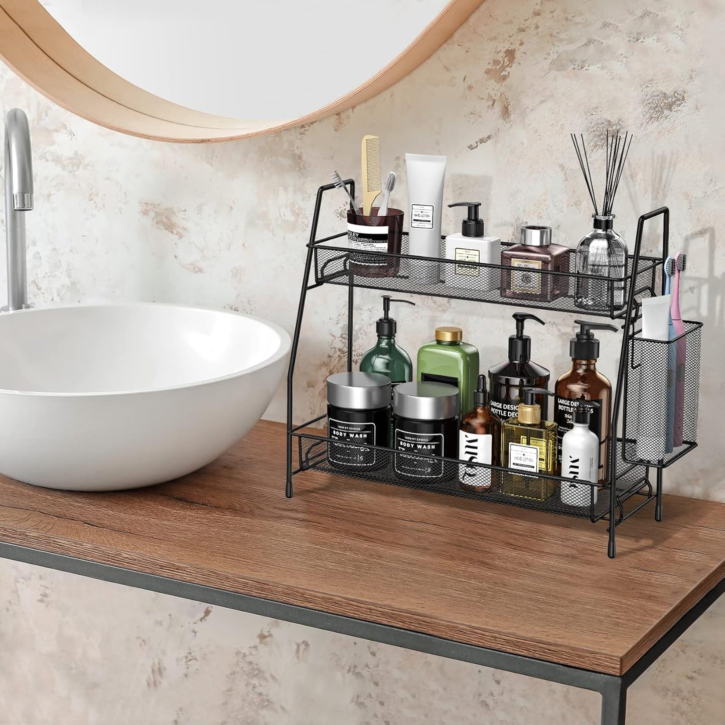 Spice Rack Organizer for Cabinet, Bathroom Organizer Countertop, Bathroom Counter Organizer, Kitchen Countertop Organizer, Bathroom Vanity Organizer | Bathroom Organizer Countertop,Vanity Organizer Corner Shelf Sink,Kitchen,Bedroom,Living room,Office