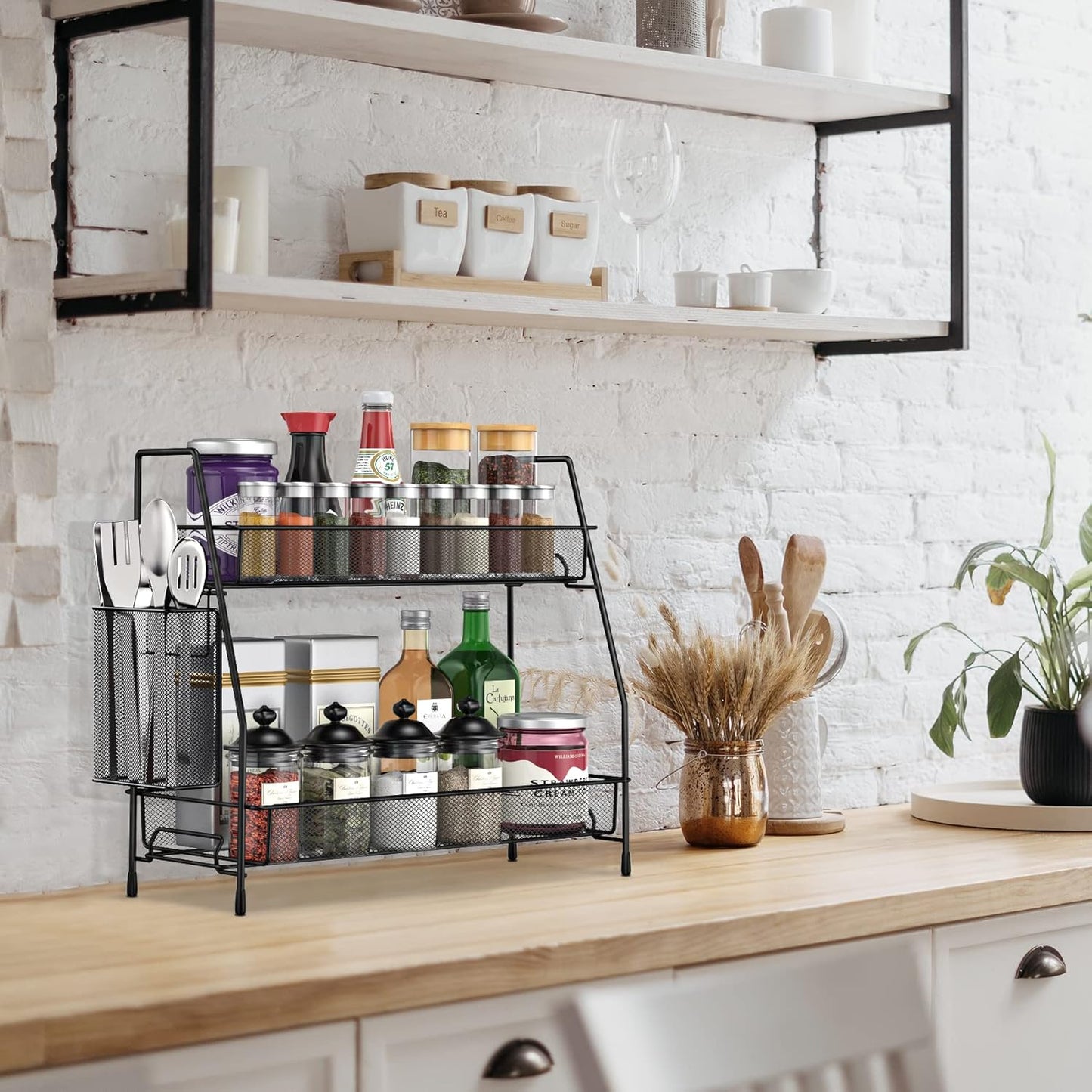 Spice Rack Organizer for Cabinet, Bathroom Organizer Countertop, Bathroom Counter Organizer, Kitchen Countertop Organizer, Bathroom Vanity Organizer | Bathroom Organizer Countertop,Vanity Organizer Corner Shelf Sink,Kitchen,Bedroom,Living room,Office