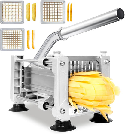 French Fry Cutter with 1/4", 3/8", 1/2" Stainless Steel Blades