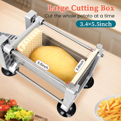French Fry Cutter with 1/4", 3/8", 1/2" Stainless Steel Blades
