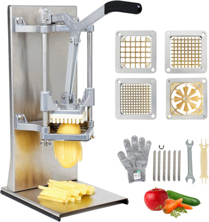 French Fry Cutter with 1/4", 3/8", 1/2" Stainless Steel Blades