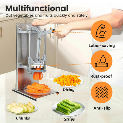 French Fry Cutter with 1/4", 3/8", 1/2" Stainless Steel Blades