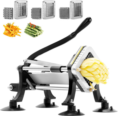 French Fry Cutter with 1/4", 3/8", 1/2" Stainless Steel Blades