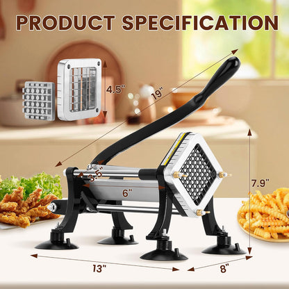 French Fry Cutter with 1/4", 3/8", 1/2" Stainless Steel Blades