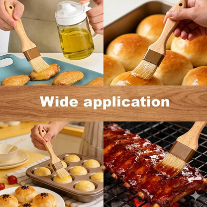 Pastry Brush 2 Pack, Boar Bristle Basting Brush for Cooking, BBQ
