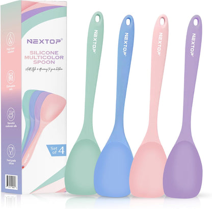 Silicone Spatula Set of 4 – Multipurpose Seamless Silicone Spoon Spatula for Mixing and Cooking – MultiColour Heat Resistant Flexible Kitchen Utensils for Blending, Stirring, and Baking
