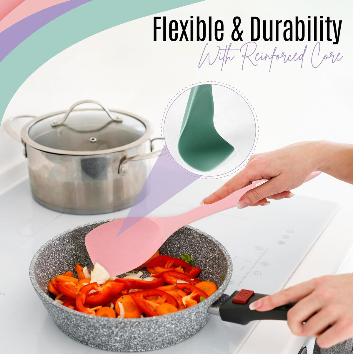 Silicone Spatula Set of 4 – Multipurpose Seamless Silicone Spoon Spatula for Mixing and Cooking – MultiColour Heat Resistant Flexible Kitchen Utensils for Blending, Stirring, and Baking