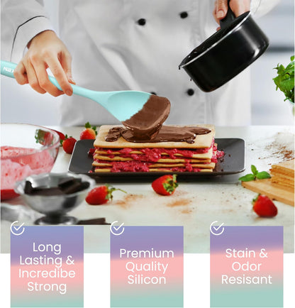 Silicone Spatula Set of 4 – Multipurpose Seamless Silicone Spoon Spatula for Mixing and Cooking – MultiColour Heat Resistant Flexible Kitchen Utensils for Blending, Stirring, and Baking