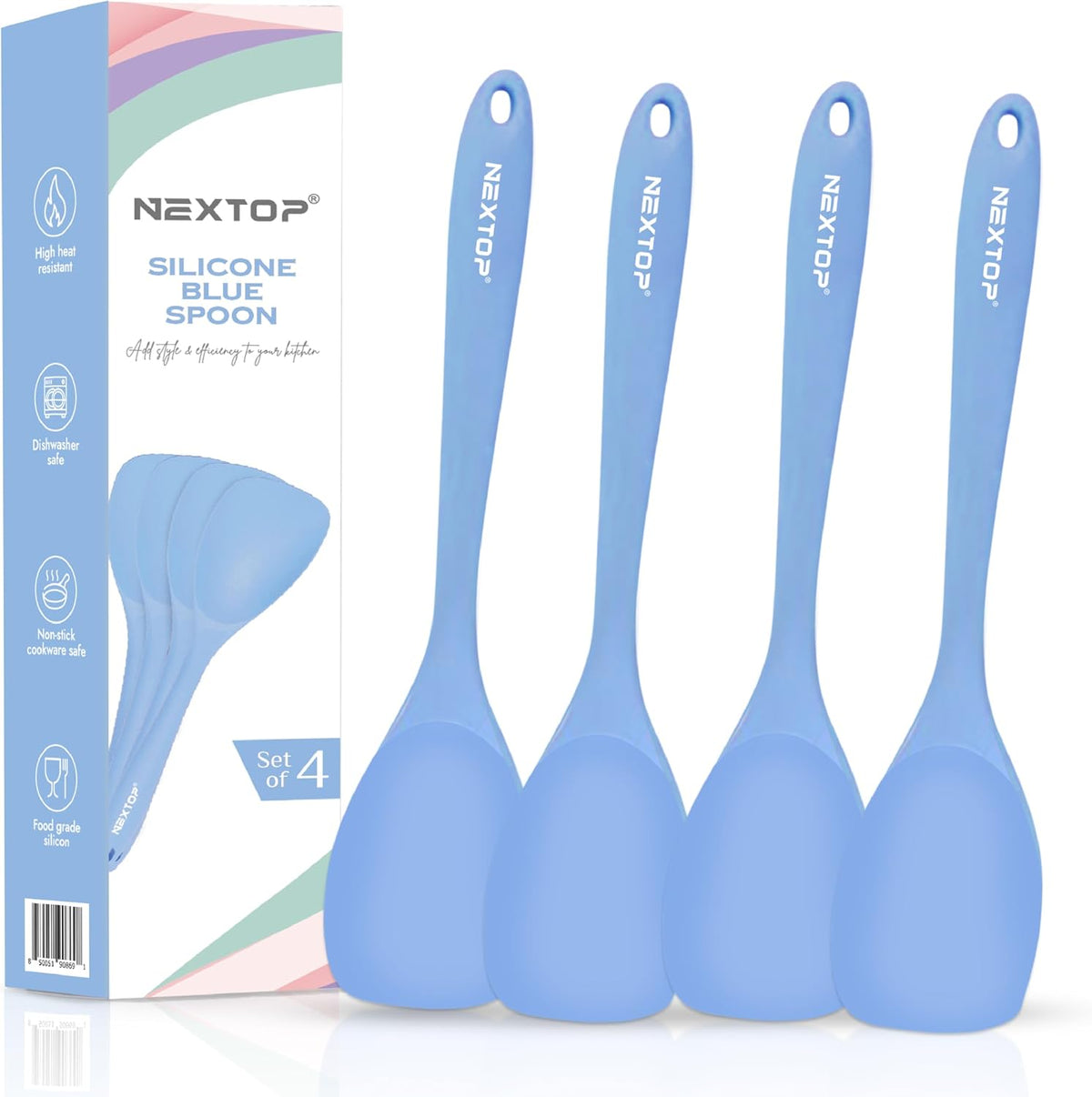 Silicone Spatula Set of 4 – Multipurpose Seamless Silicone Spoon Spatula for Mixing and Cooking – MultiColour Heat Resistant Flexible Kitchen Utensils for Blending, Stirring, and Baking