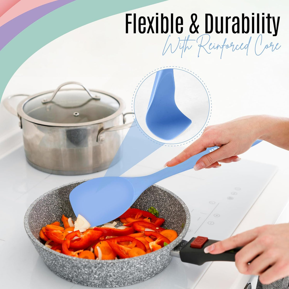 Silicone Spatula Set of 4 – Multipurpose Seamless Silicone Spoon Spatula for Mixing and Cooking – MultiColour Heat Resistant Flexible Kitchen Utensils for Blending, Stirring, and Baking