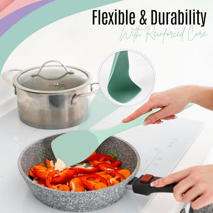 Silicone Spatula Set of 4 – Multipurpose Seamless Silicone Spoon Spatula for Mixing and Cooking – MultiColour Heat Resistant Flexible Kitchen Utensils for Blending, Stirring, and Baking