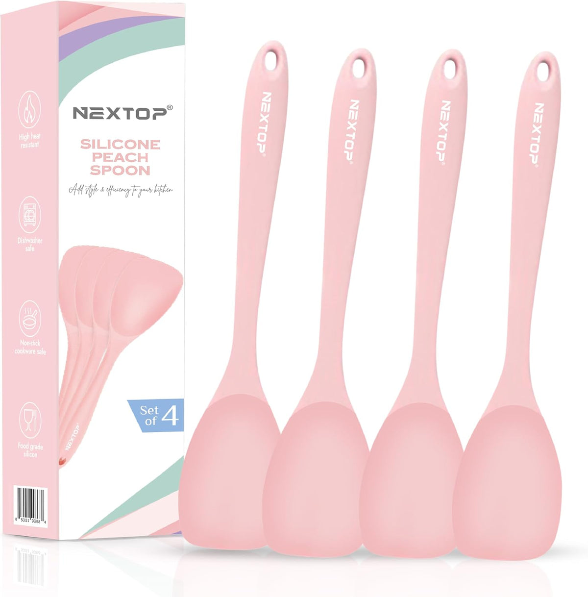 Silicone Spatula Set of 4 – Multipurpose Seamless Silicone Spoon Spatula for Mixing and Cooking – MultiColour Heat Resistant Flexible Kitchen Utensils for Blending, Stirring, and Baking