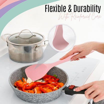 Silicone Spatula Set of 4 – Multipurpose Seamless Silicone Spoon Spatula for Mixing and Cooking – MultiColour Heat Resistant Flexible Kitchen Utensils for Blending, Stirring, and Baking