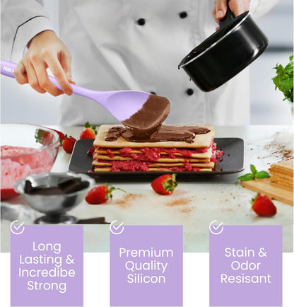Silicone Spatula Set of 4 – Multipurpose Seamless Silicone Spoon Spatula for Mixing and Cooking – MultiColour Heat Resistant Flexible Kitchen Utensils for Blending, Stirring, and Baking