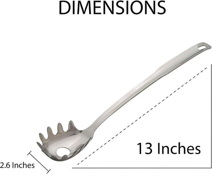 Kitchen Spaghetti Ladle and Pasta Server with Long Handle, 18/8 Stainless Steel, 13-Inch