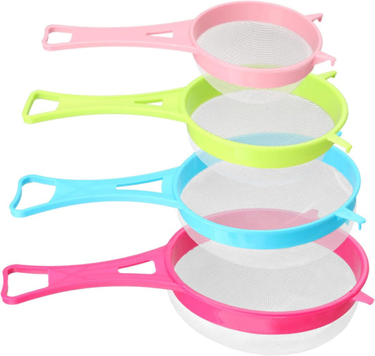 4Pcs/Set Fine Mesh Strainer Set, Kitchen Plastic Flour Colander Set, Solid-Liquid Separator Gadget with Non Slip Handles, for Yogurt Baking Kitchen Kefir Tea Juice Pasta(size:4pcs/set)