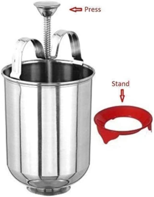 Stainless Steel Vada Maker Machine - Easy Batter Dispenser for Crispy South Indian Wada & Homemade Donuts - Quick Breakfast Kitchen Utensil (Pack of 2)