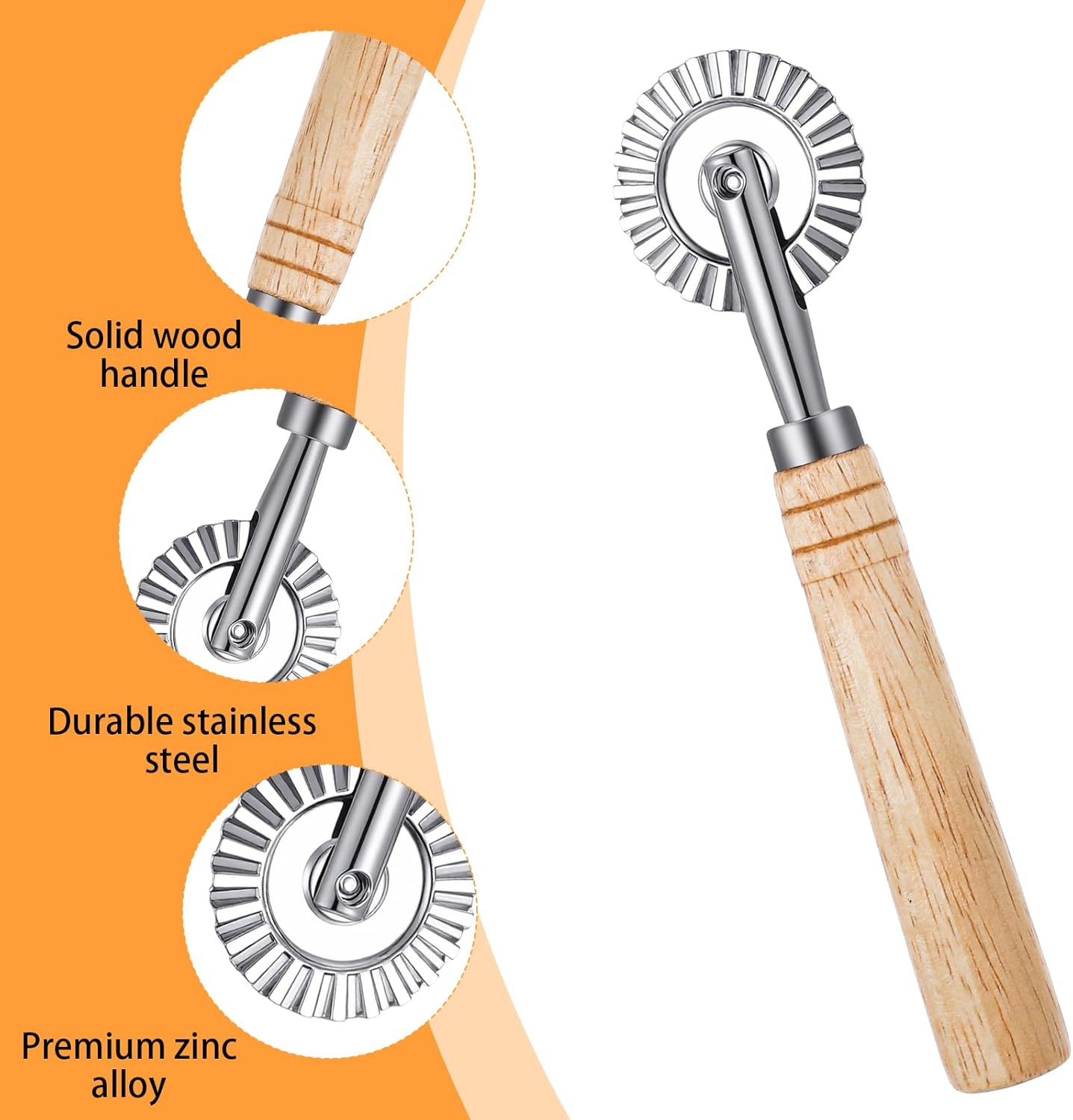 Pasta Wheel Cutter, Ravioli Cutter Stamps with Roller Wheel, Sturdy Ravioli Cutter Wheel for Ravioli, Pasta, Dumplings Lasagna（6.7"Diameter）