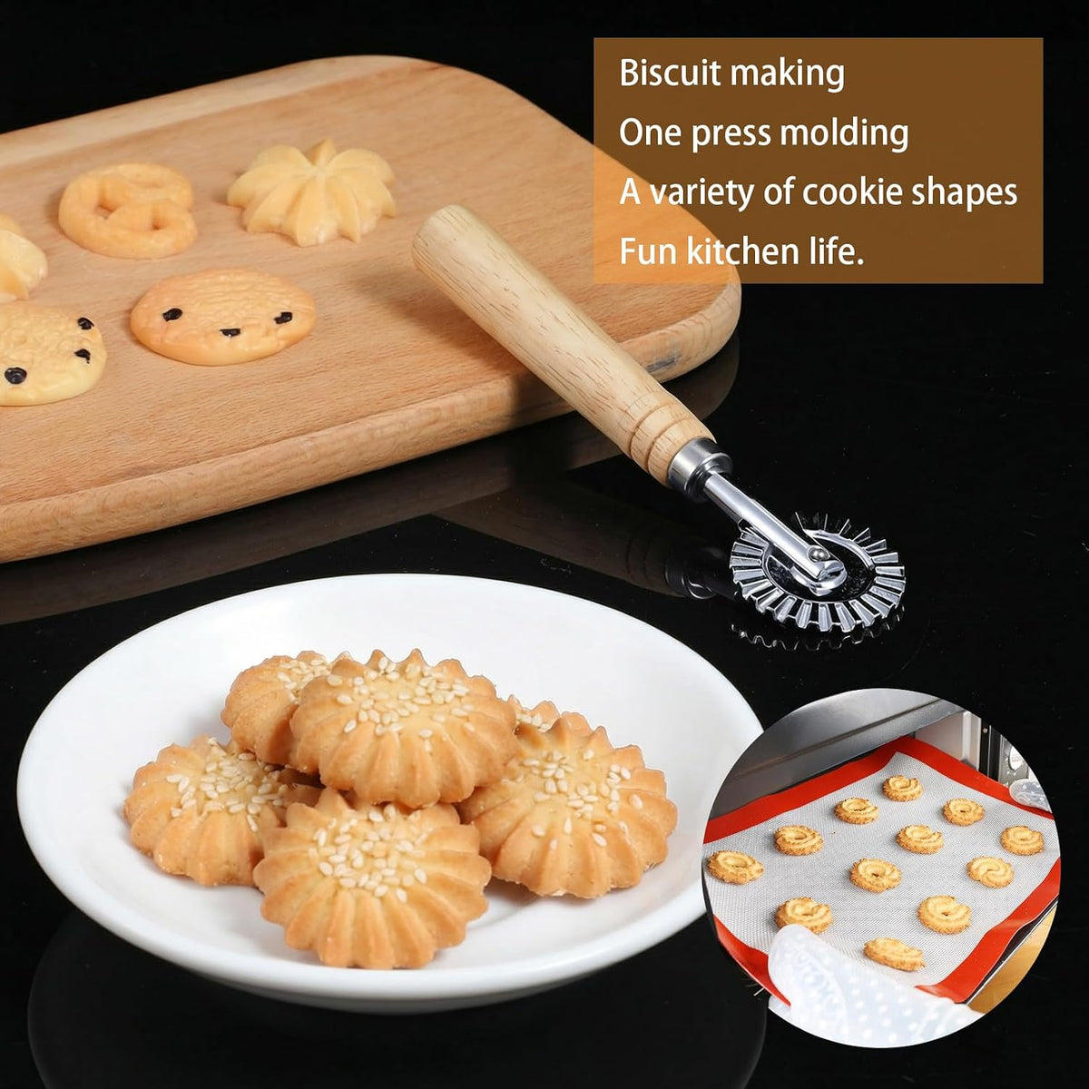 Pasta Wheel Cutter, Ravioli Cutter Stamps with Roller Wheel, Sturdy Ravioli Cutter Wheel for Ravioli, Pasta, Dumplings Lasagna（6.7"Diameter）