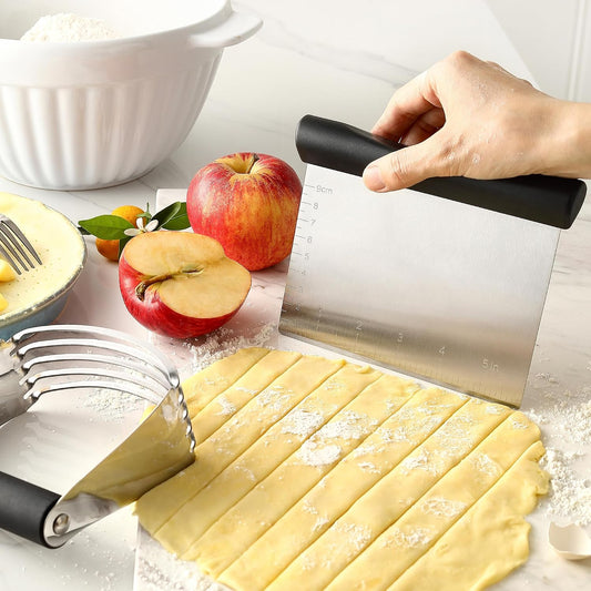 Stainless Steel Dough Blender and Pastry Cutter & Heavy Duty Can Opener with Magnetic Lid Remover - 2 Product Bundle - Black