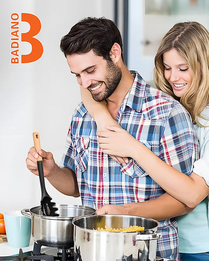 Silicone Pasta Fork, Kitchen Heat Resistant Noodle Spoon Server, BPA Free Spaghetti Strainer,12.8 inch (Khaki)