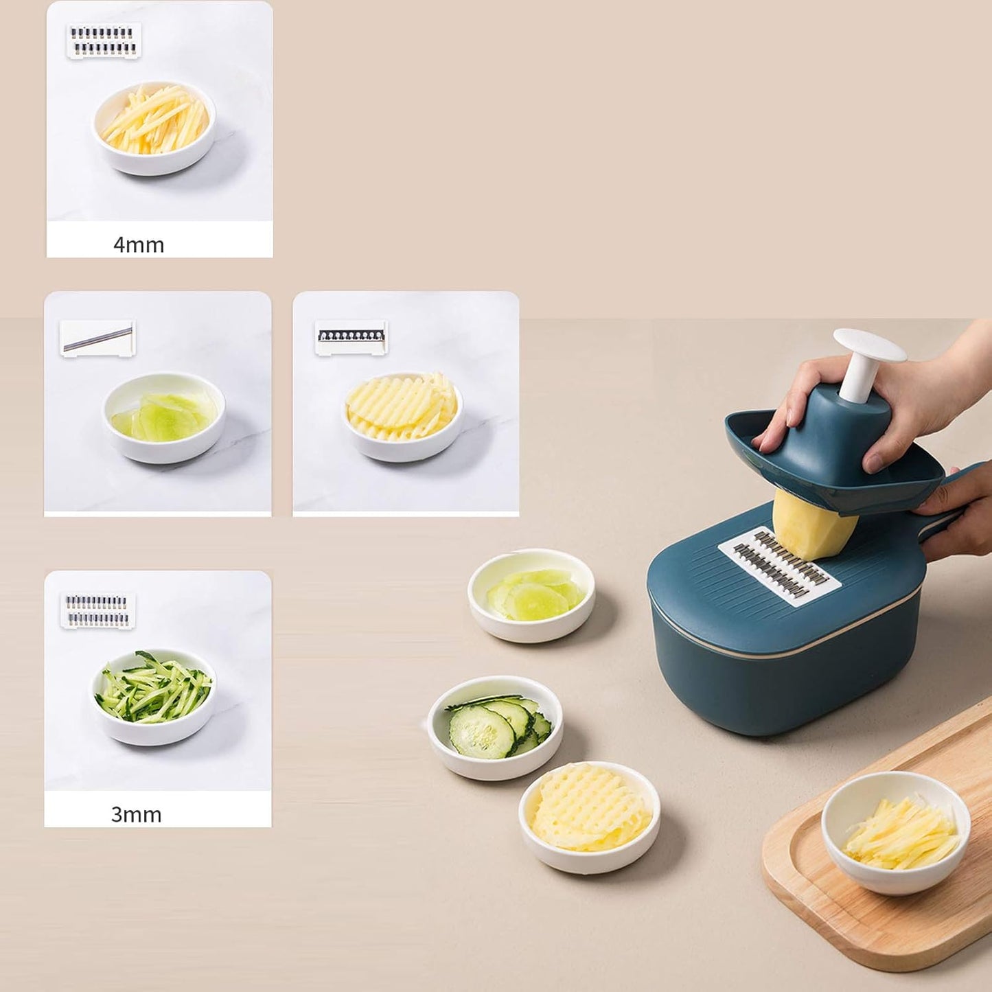 Vegetable Chopper-Spiralizer Vegetable Mandoline Slicer-Onion Chopper with Container-Pro Food Chopper with Container-4 Blades