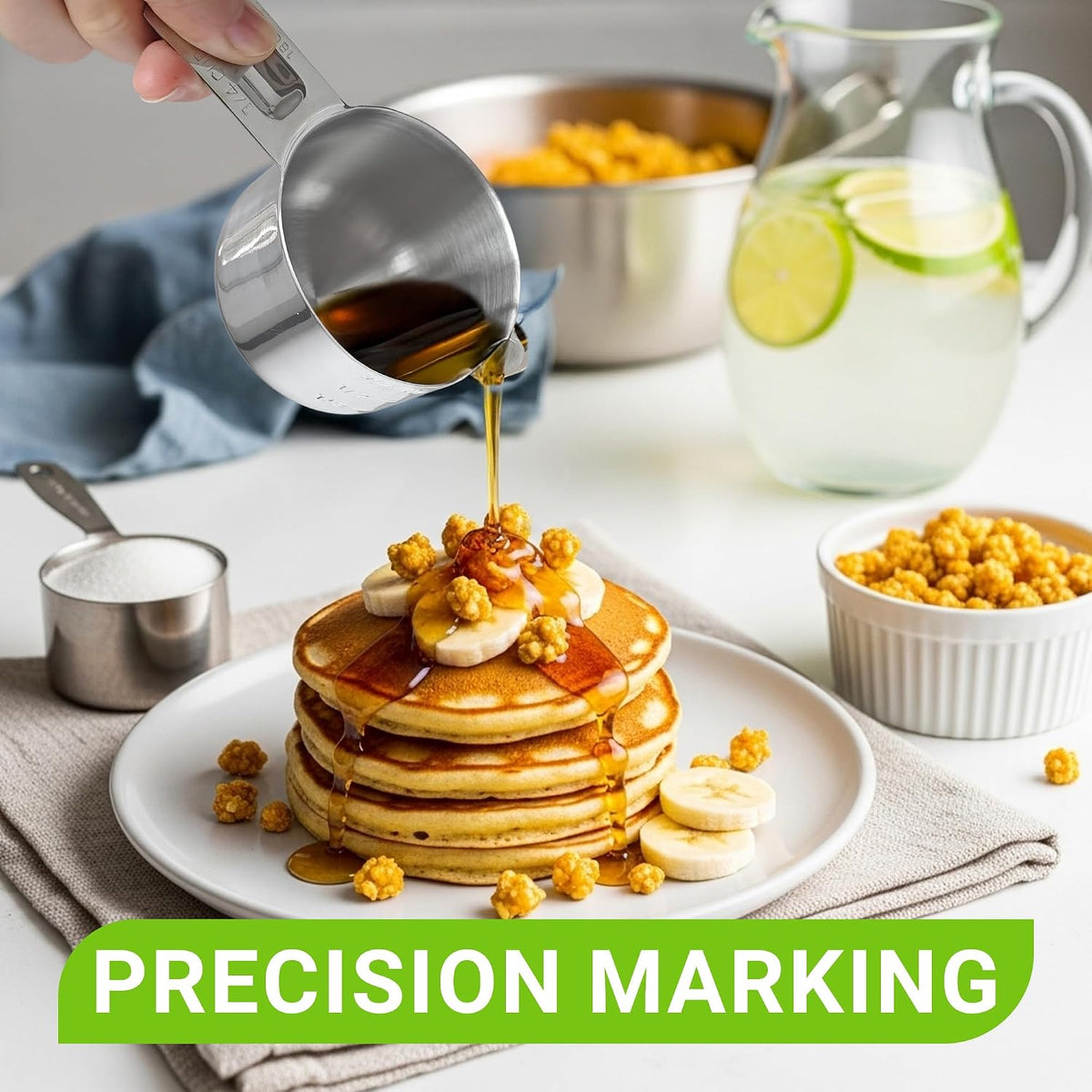 2 Pcs 3/4 Cup Measuring Cup, 180ml (6oz) Stainless Steel Scoop, Stainless Steel Measuring Cups, Suitable for Cooking, Baking, And Coffee Preparation
