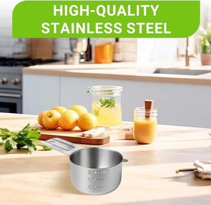 2 Pcs 3/4 Cup Measuring Cup, 180ml (6oz) Stainless Steel Scoop, Stainless Steel Measuring Cups, Suitable for Cooking, Baking, And Coffee Preparation