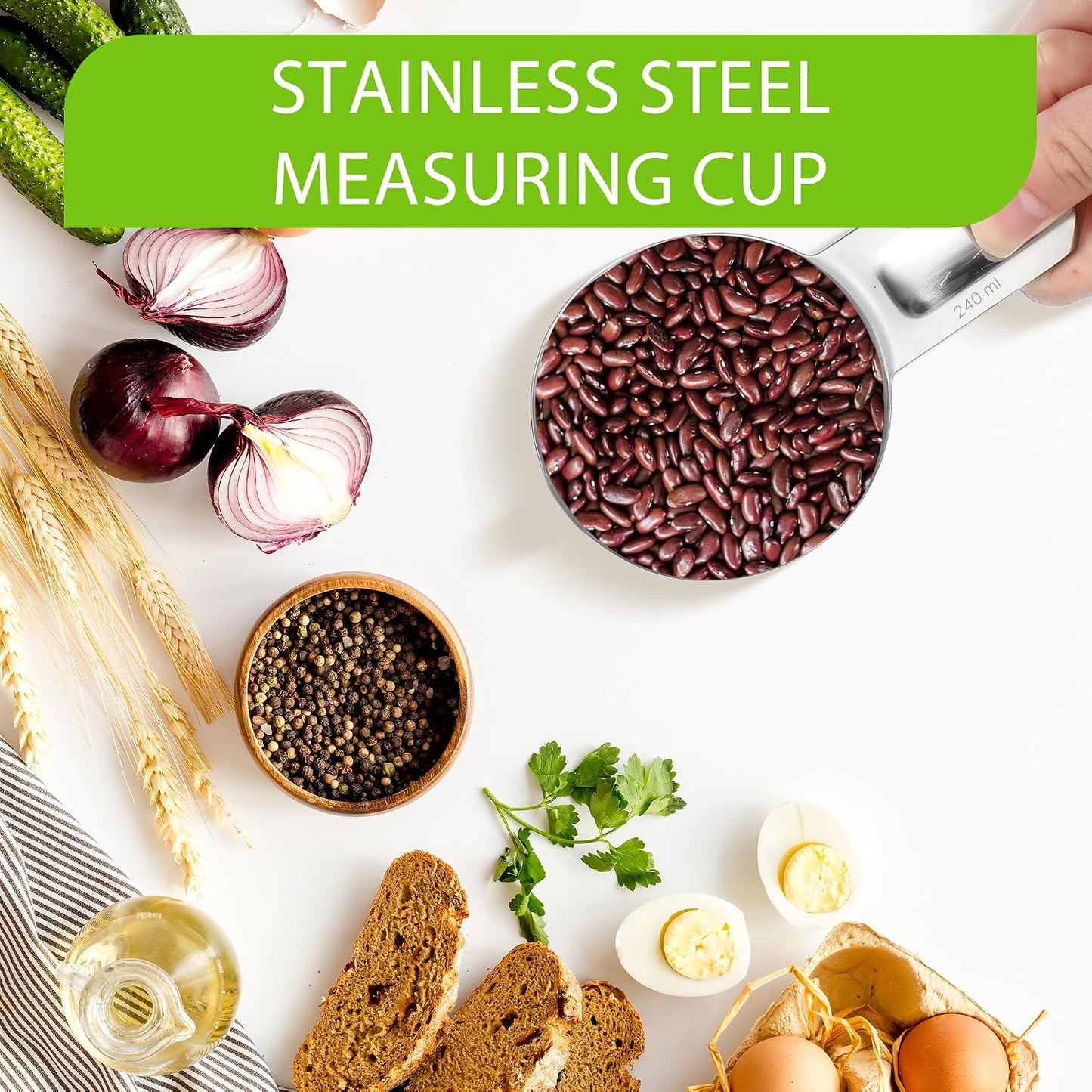 2 Pcs 3/4 Cup Measuring Cup, 180ml (6oz) Stainless Steel Scoop, Stainless Steel Measuring Cups, Suitable for Cooking, Baking, And Coffee Preparation