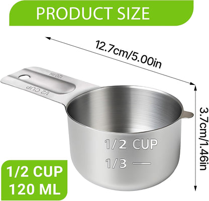 2 Pcs 3/4 Cup Measuring Cup, 180ml (6oz) Stainless Steel Scoop, Stainless Steel Measuring Cups, Suitable for Cooking, Baking, And Coffee Preparation