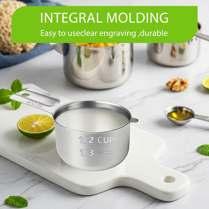 2 Pcs 3/4 Cup Measuring Cup, 180ml (6oz) Stainless Steel Scoop, Stainless Steel Measuring Cups, Suitable for Cooking, Baking, And Coffee Preparation
