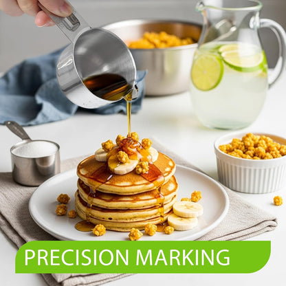 2 Pcs 3/4 Cup Measuring Cup, 180ml (6oz) Stainless Steel Scoop, Stainless Steel Measuring Cups, Suitable for Cooking, Baking, And Coffee Preparation