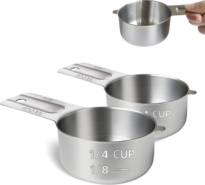 2 Pcs 3/4 Cup Measuring Cup, 180ml (6oz) Stainless Steel Scoop, Stainless Steel Measuring Cups, Suitable for Cooking, Baking, And Coffee Preparation