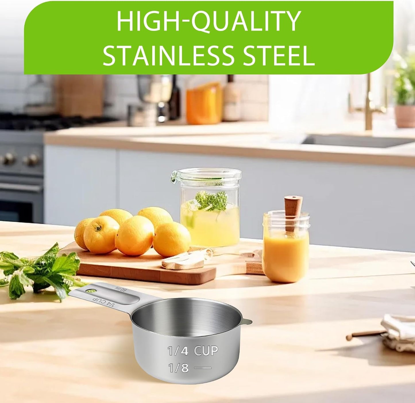 2 Pcs 3/4 Cup Measuring Cup, 180ml (6oz) Stainless Steel Scoop, Stainless Steel Measuring Cups, Suitable for Cooking, Baking, And Coffee Preparation