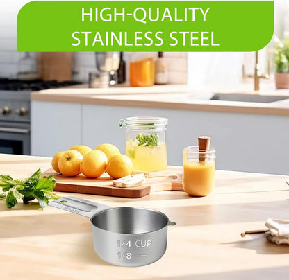 2 Pcs 3/4 Cup Measuring Cup, 180ml (6oz) Stainless Steel Scoop, Stainless Steel Measuring Cups, Suitable for Cooking, Baking, And Coffee Preparation