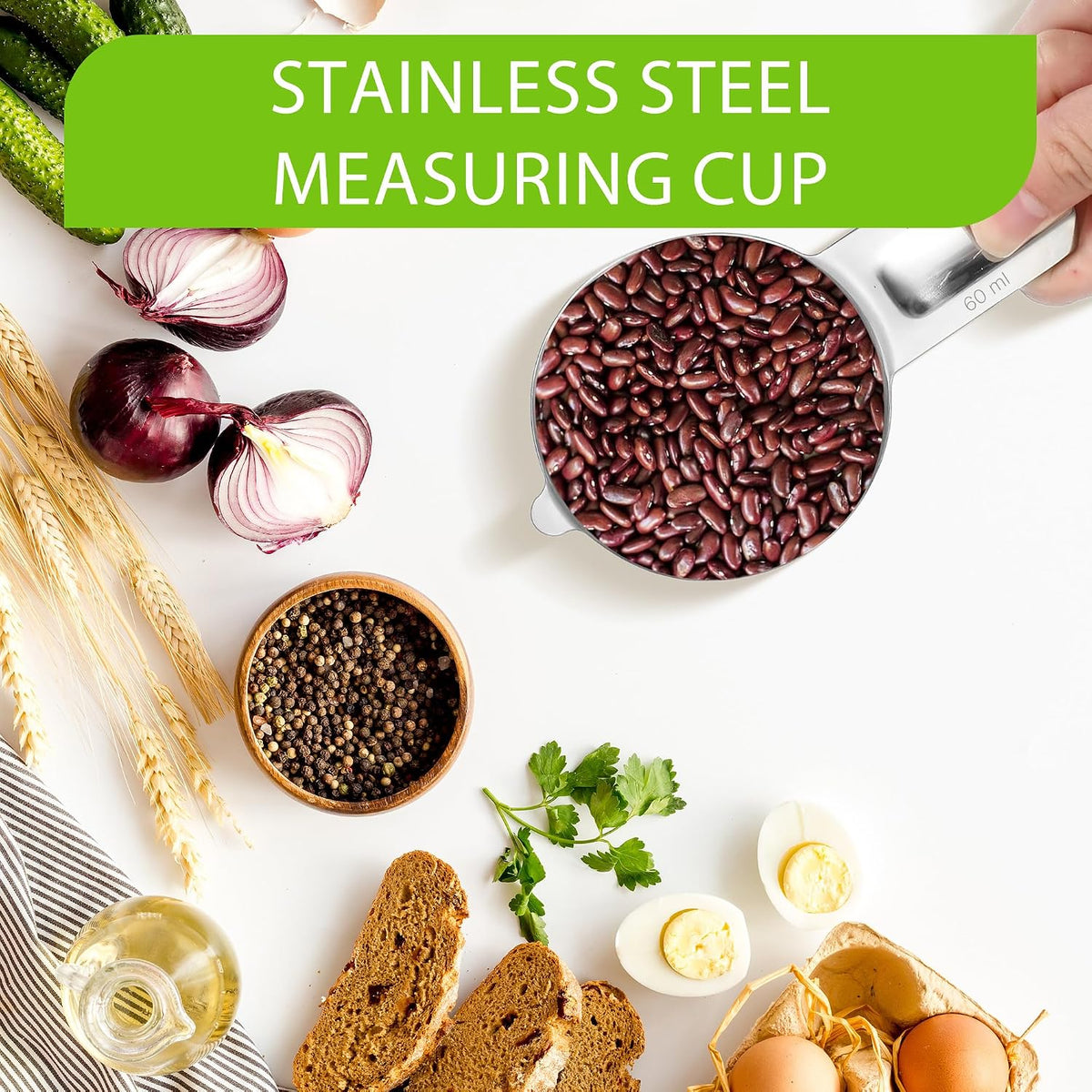 2 Pcs 3/4 Cup Measuring Cup, 180ml (6oz) Stainless Steel Scoop, Stainless Steel Measuring Cups, Suitable for Cooking, Baking, And Coffee Preparation