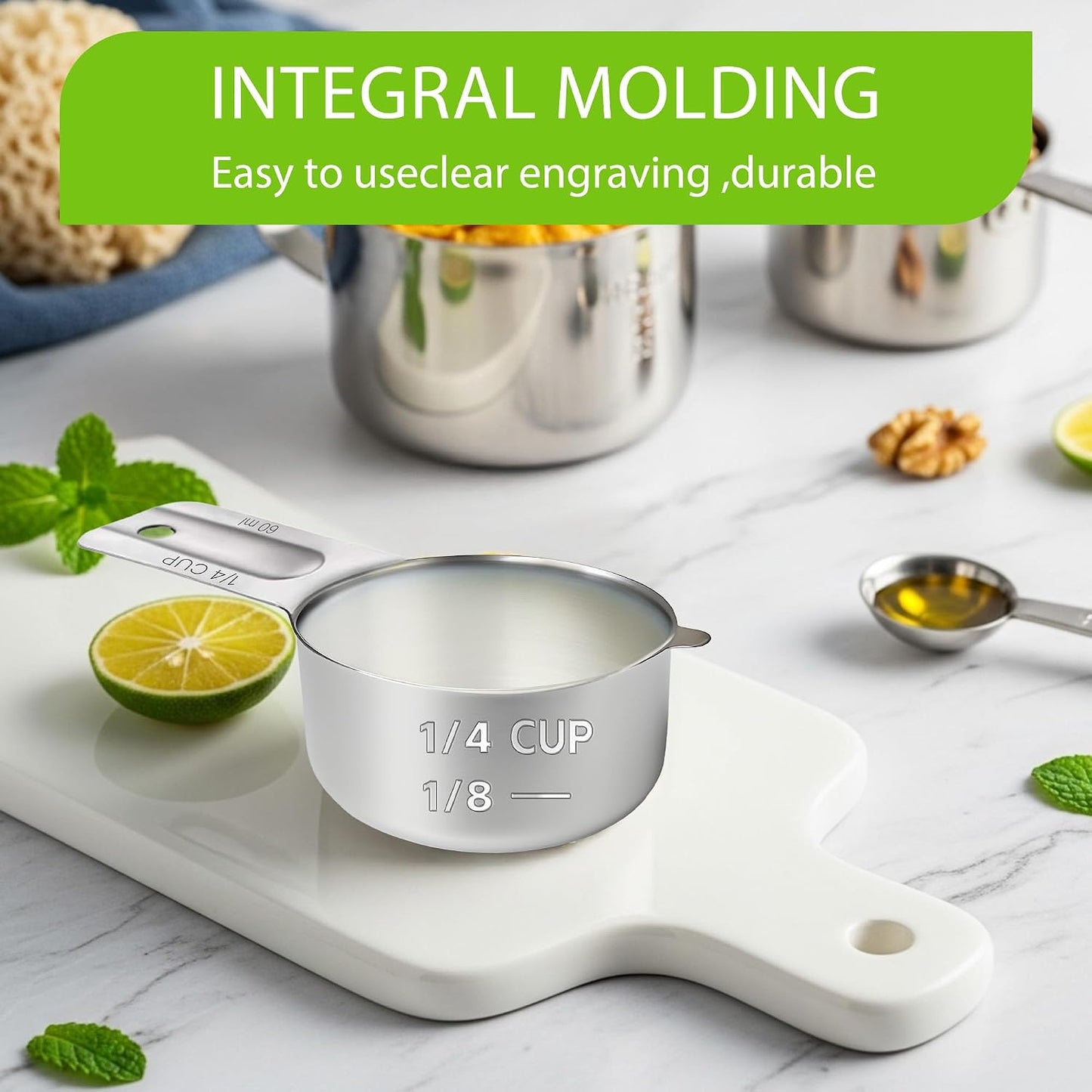 2 Pcs 3/4 Cup Measuring Cup, 180ml (6oz) Stainless Steel Scoop, Stainless Steel Measuring Cups, Suitable for Cooking, Baking, And Coffee Preparation