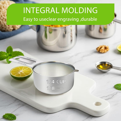 2 Pcs 3/4 Cup Measuring Cup, 180ml (6oz) Stainless Steel Scoop, Stainless Steel Measuring Cups, Suitable for Cooking, Baking, And Coffee Preparation