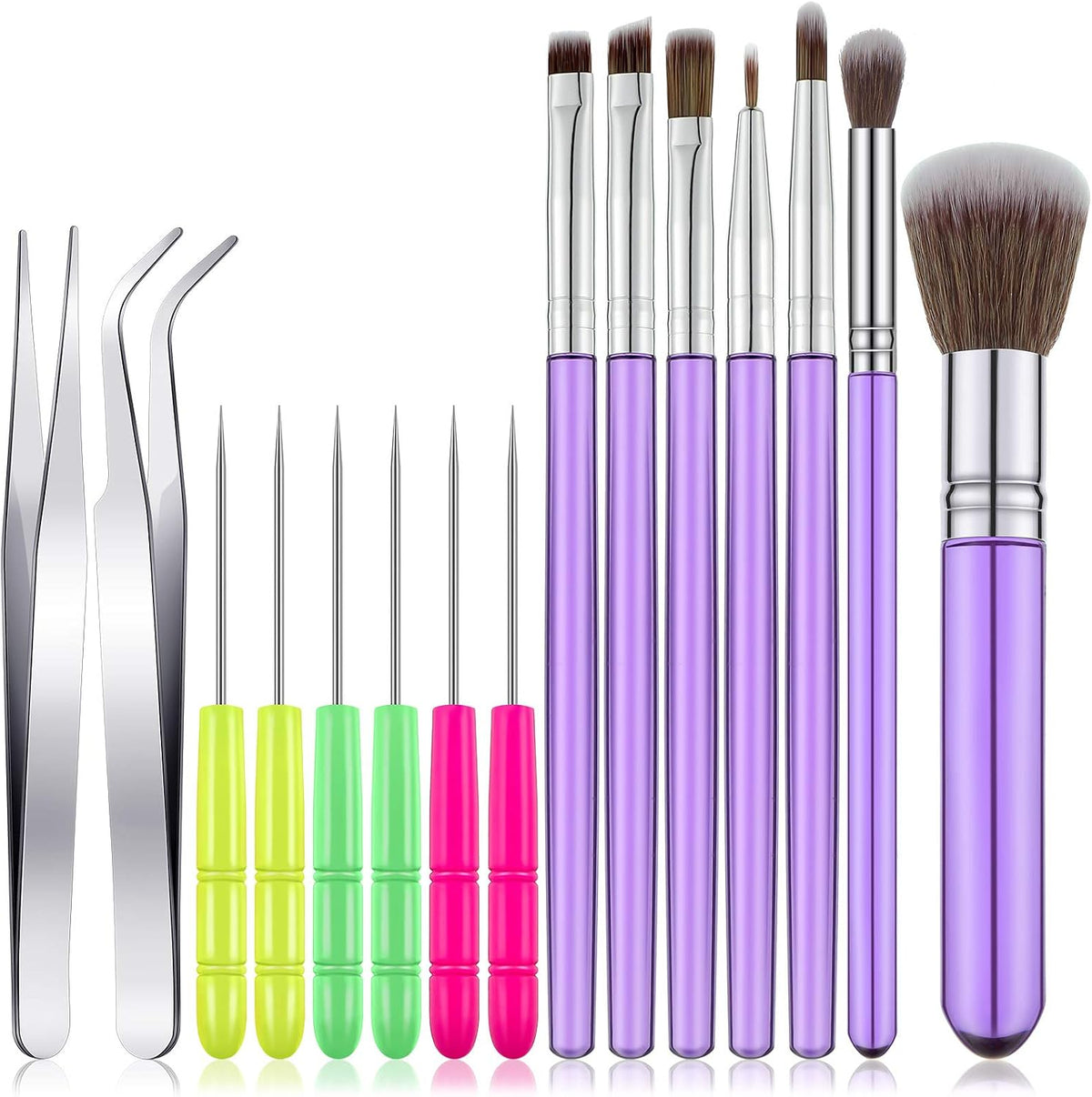 15 Pcs Decorating Brushes Fondant Tool Set for Cake Baking Dust Pastry Decor, Includes Pastry Brush, Cookie Scriber, Mixing Needle, and Tweezers for Biscuit Cake Kitchen Bakery Tools(Blue)