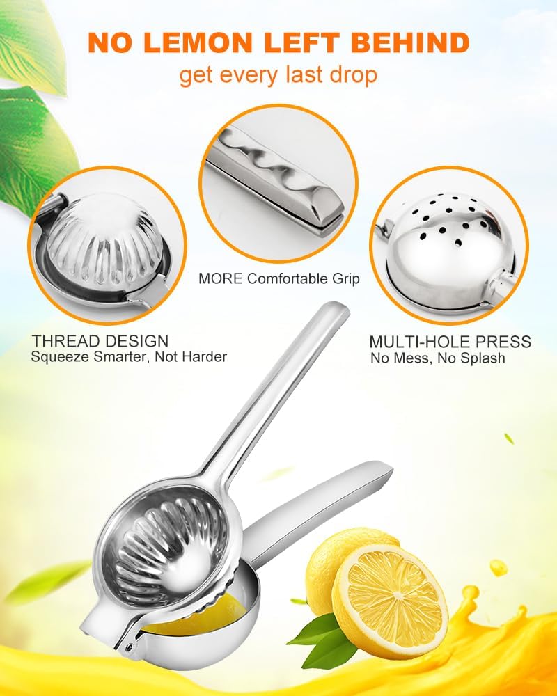 Lemon Squeezer, Uncoated Stainless Steel Manual Juicer for Lime