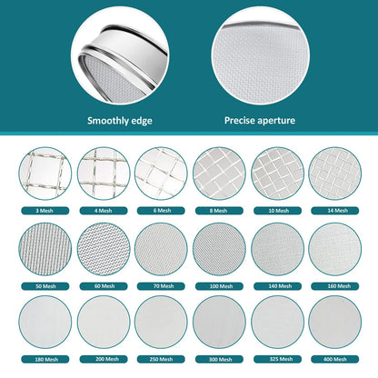304 Stainless Steel Mesh Lab Sieve, 80 Mesh (0.2mm) Aperture Test Sieve, 7.9Inch(20cm) Diameter Economy Standard Analysis Sample Test Sieves for Industrial Laboratory Homes - Colors B