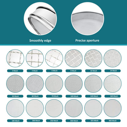 304 Stainless Steel Mesh Lab Sieve, 80 Mesh (0.2mm) Aperture Test Sieve, 7.9Inch(20cm) Diameter Economy Standard Analysis Sample Test Sieves for Industrial Laboratory Homes - Colors B