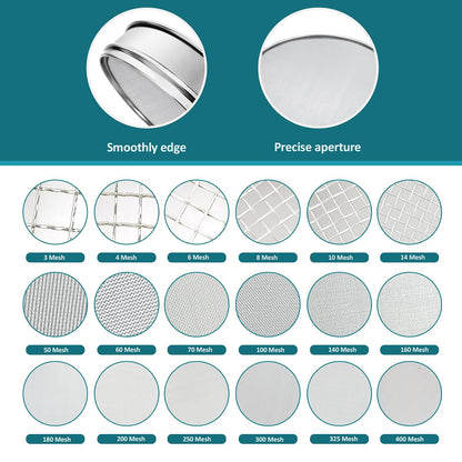 304 Stainless Steel Mesh Lab Sieve, 80 Mesh (0.2mm) Aperture Test Sieve, 7.9Inch(20cm) Diameter Economy Standard Analysis Sample Test Sieves for Industrial Laboratory Homes - Colors B