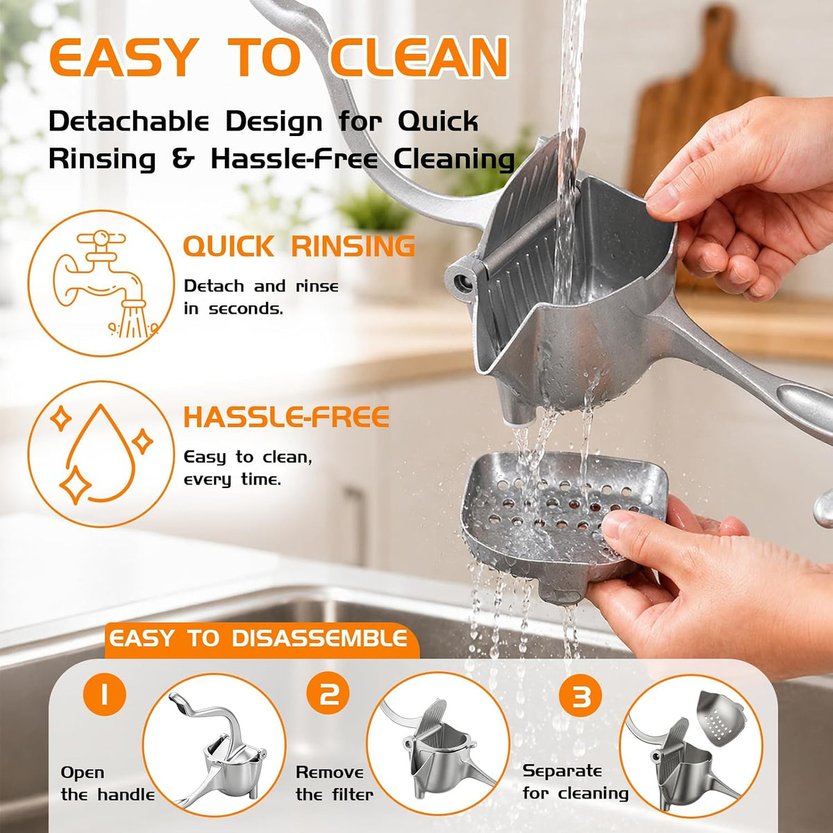 Heavy Duty Lemon Squeezer, Large Manual Citrus Press for Lemons and Oranges, Durable Metal Hand Juicer & Fruit Juice Squeezer, Exprimidor de Limones