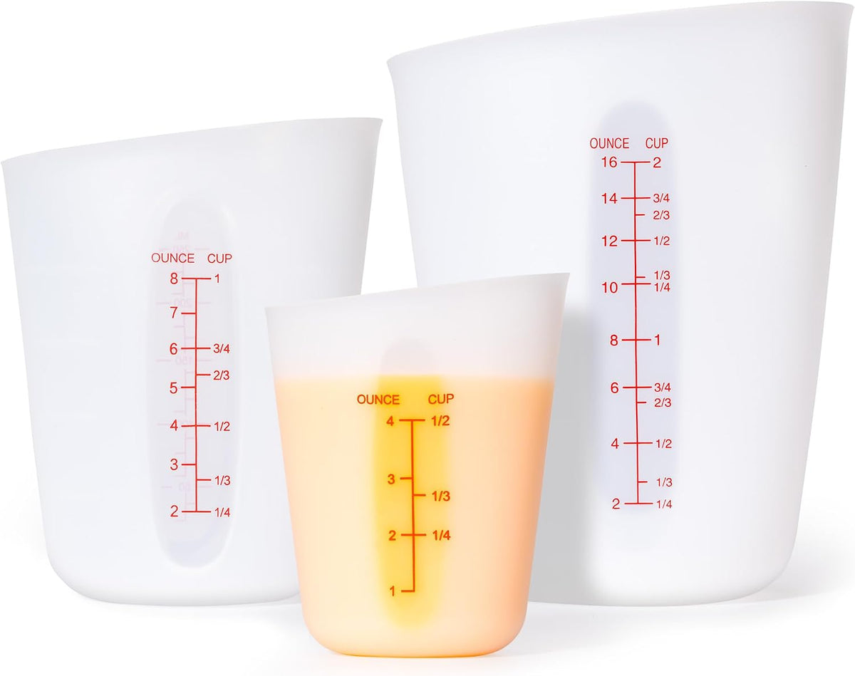 Silicone Measuring Cups for Melting Chocolate ml/oz/cup Marks Silicone Cups