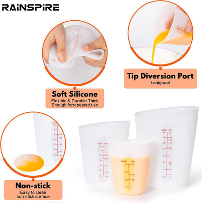 Silicone Measuring Cups for Melting Chocolate ml/oz/cup Marks Silicone Cups
