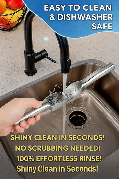 Premium Garlic Press - Easy to Clean Heavy Duty Garlic Presser & Mincer - Durable Garlic Crusher - No Peel Needed - Crush Garlic Effortlessly - Dishwasher Safe