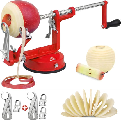 Apple Peeler Corer Slicer All In One - 3 In 1 (Peeler, Corer, Slicer) Long lasting Cast Magnesium Alloy Apple Peeler Machine with Stainless Steel Blades and Powerful Suction Base For Apples and Potato