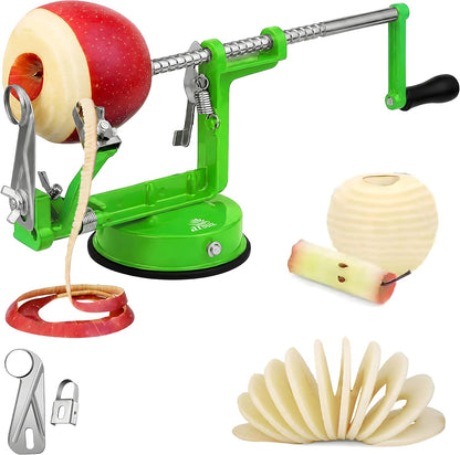 Apple Peeler Corer Slicer All In One - 3 In 1 (Peeler, Corer, Slicer) Long lasting Cast Magnesium Alloy Apple Peeler Machine with Stainless Steel Blades and Powerful Suction Base For Apples and Potato