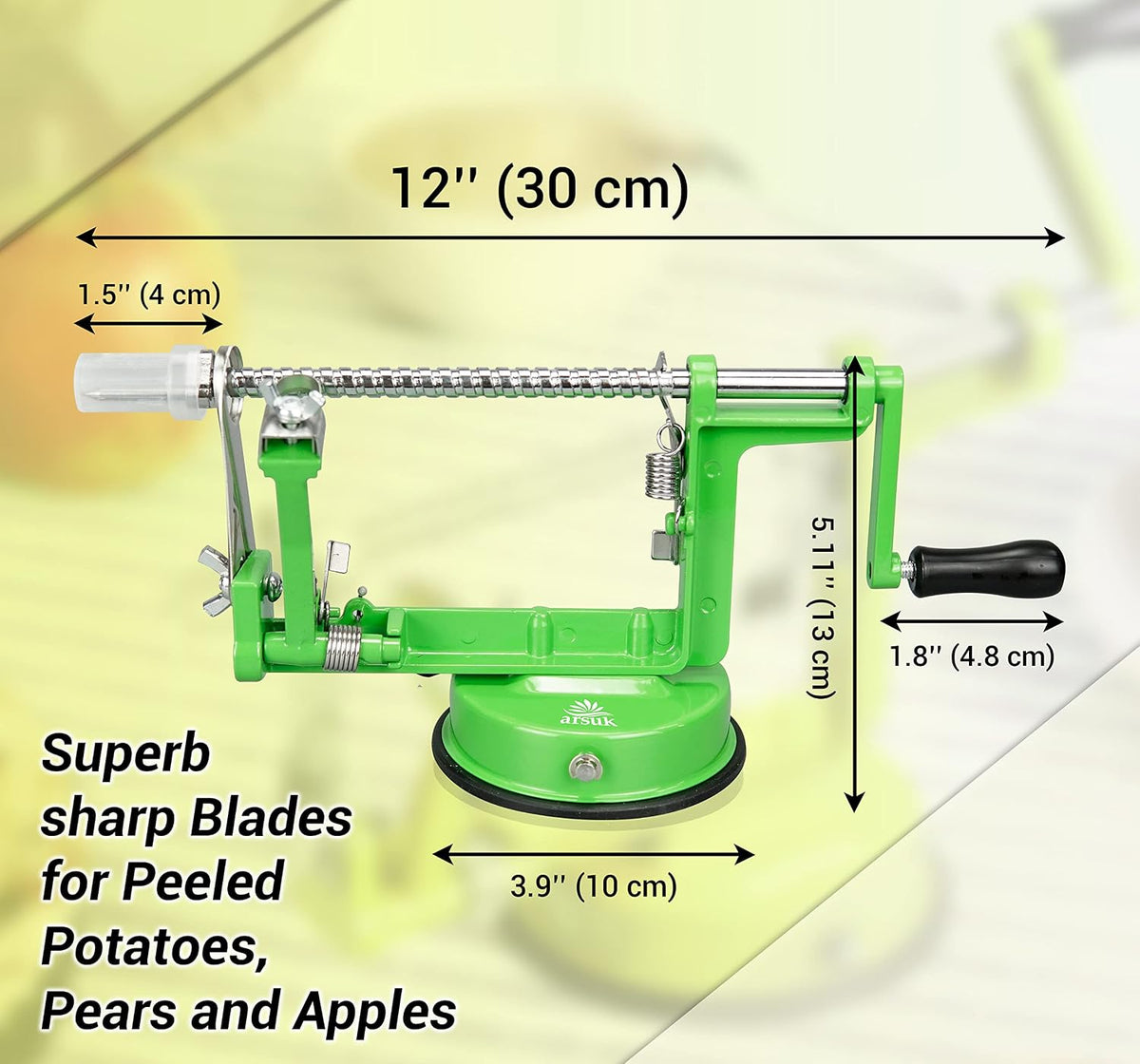 Apple Peeler Corer Slicer All In One - 3 In 1 (Peeler, Corer, Slicer) Long lasting Cast Magnesium Alloy Apple Peeler Machine with Stainless Steel Blades and Powerful Suction Base For Apples and Potato